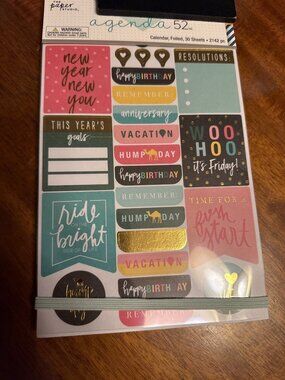 Agenda 52 Calendar Sticker Pack 30 Sheets 2142 Pieces Gold Foil Accents Planner